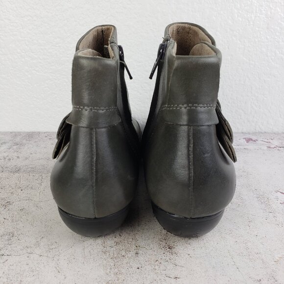 TAOS Ankle Booties Leather Side Zip Comfort Shoes Gray size 9 EU 40 Lagenlook - Picture 15 of 16